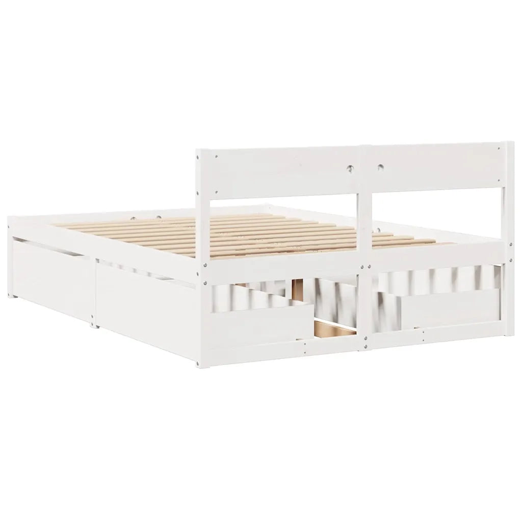 Letto senza Materasso Bianco 120x190 cm Legno Massello di Pino