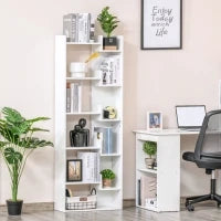 Libreria, mensola da 6 livelli, design irregolare, per soggiorno, camera da letto, ufficio, 60x21x162,5cm, bianco