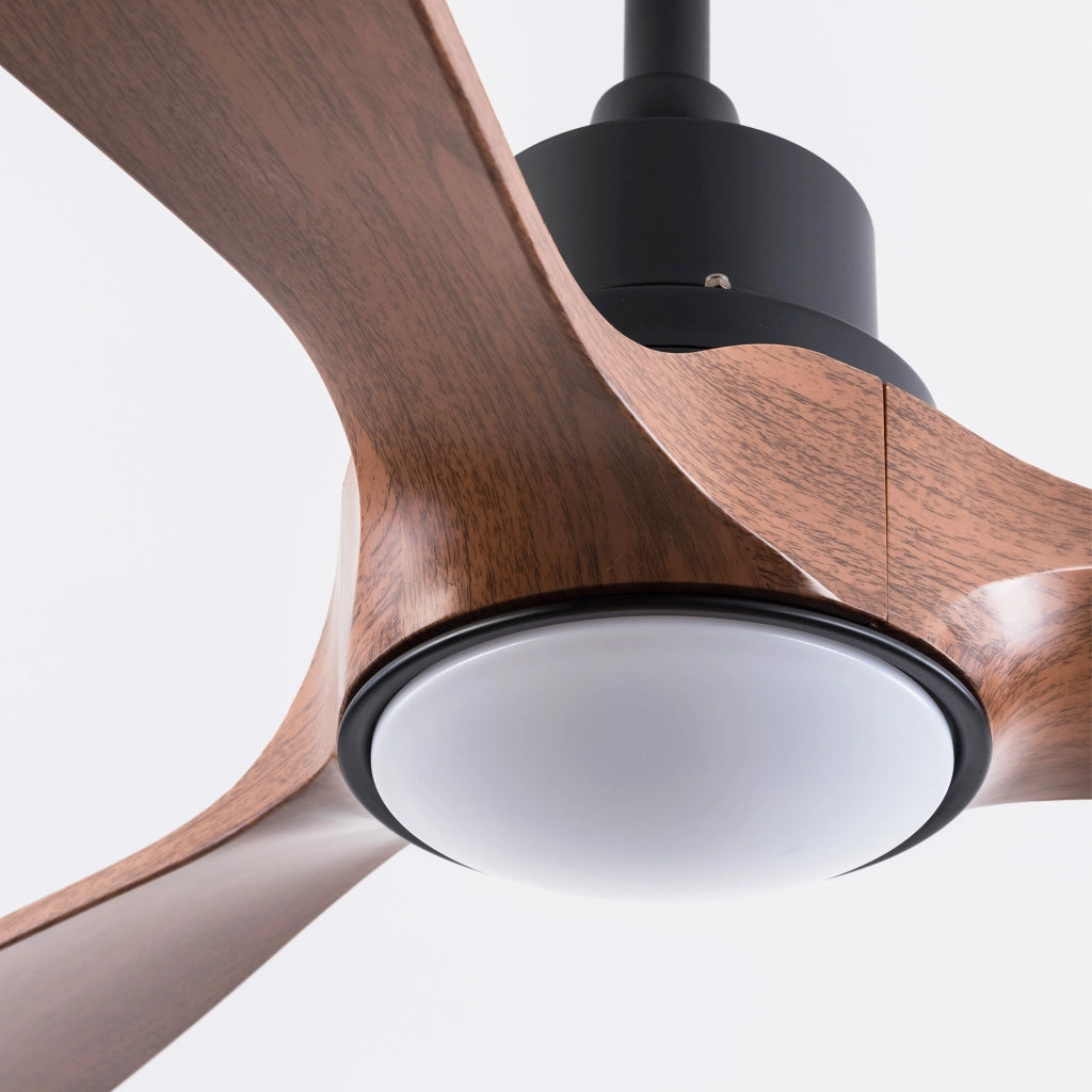 Ventilatore da soffitto 52 pollici con luce e telecomando; 3 pale in ABS; nero e noce scuro