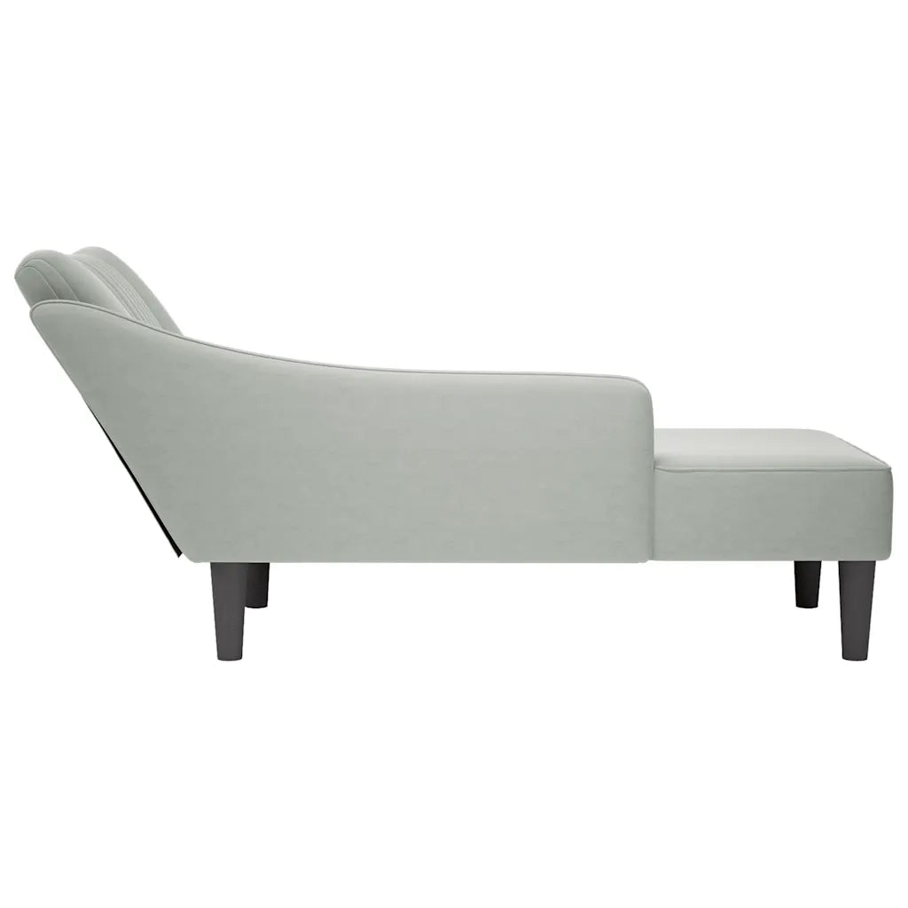 Sdraio con Bracciolo Destro in Velluto Grigio Chiaro 4009792