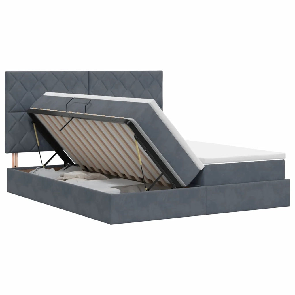 Letto con Contenitore Grigio Scuro 180 x 200 cm Velluto 3459838