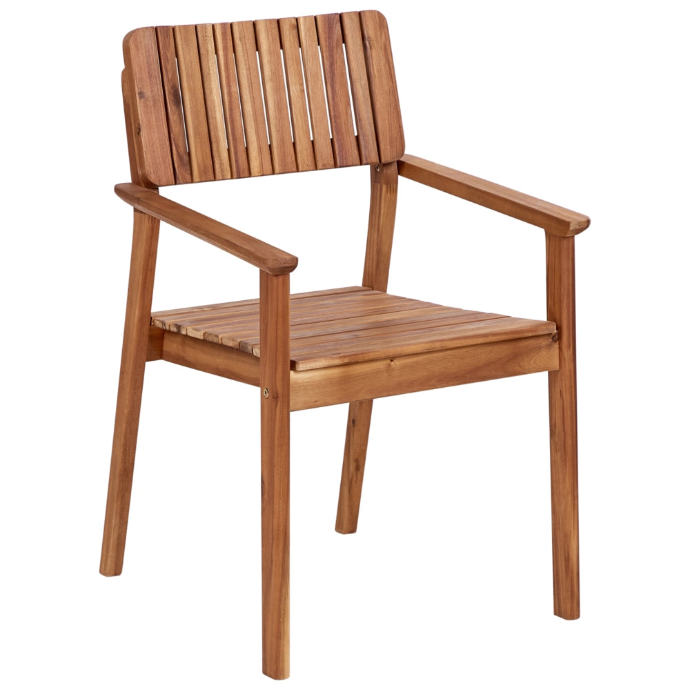 Set di 2 sedie da pranzo da giardino in legno chiaro di acacia per esterni