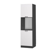 Mobile per forno da incasso Fame-Line Bianco rustico/Antracite 60 cm aperto Vicco