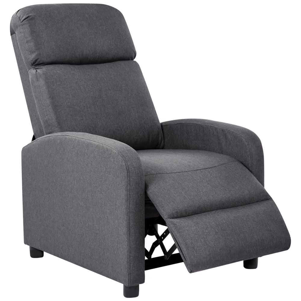 Poltrona reclinabile Grigio scuro Schienale e poggiapiedi regolabili Struttura in legno Schienale alto Design tradizionale Soggiorno