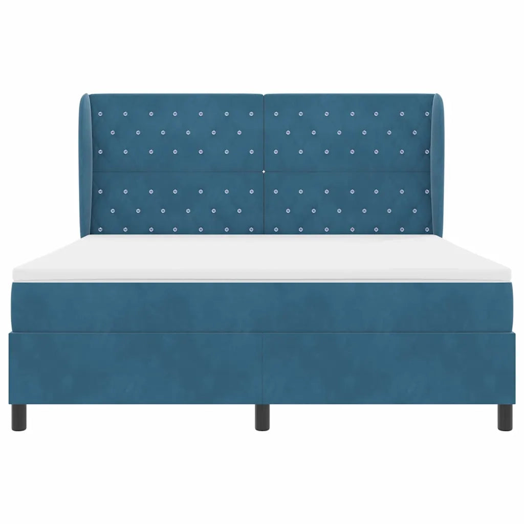 Letto a molle con materasso Blu Scuro 200 x 180 cm Velluto 3340890