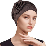 Tulband per Donna con Baffo, Capo con Bottoni Flosci, Muffa con Fondo Elastico, Muffa con Fiore per Capelli, Muffa per Capelli Prelegata