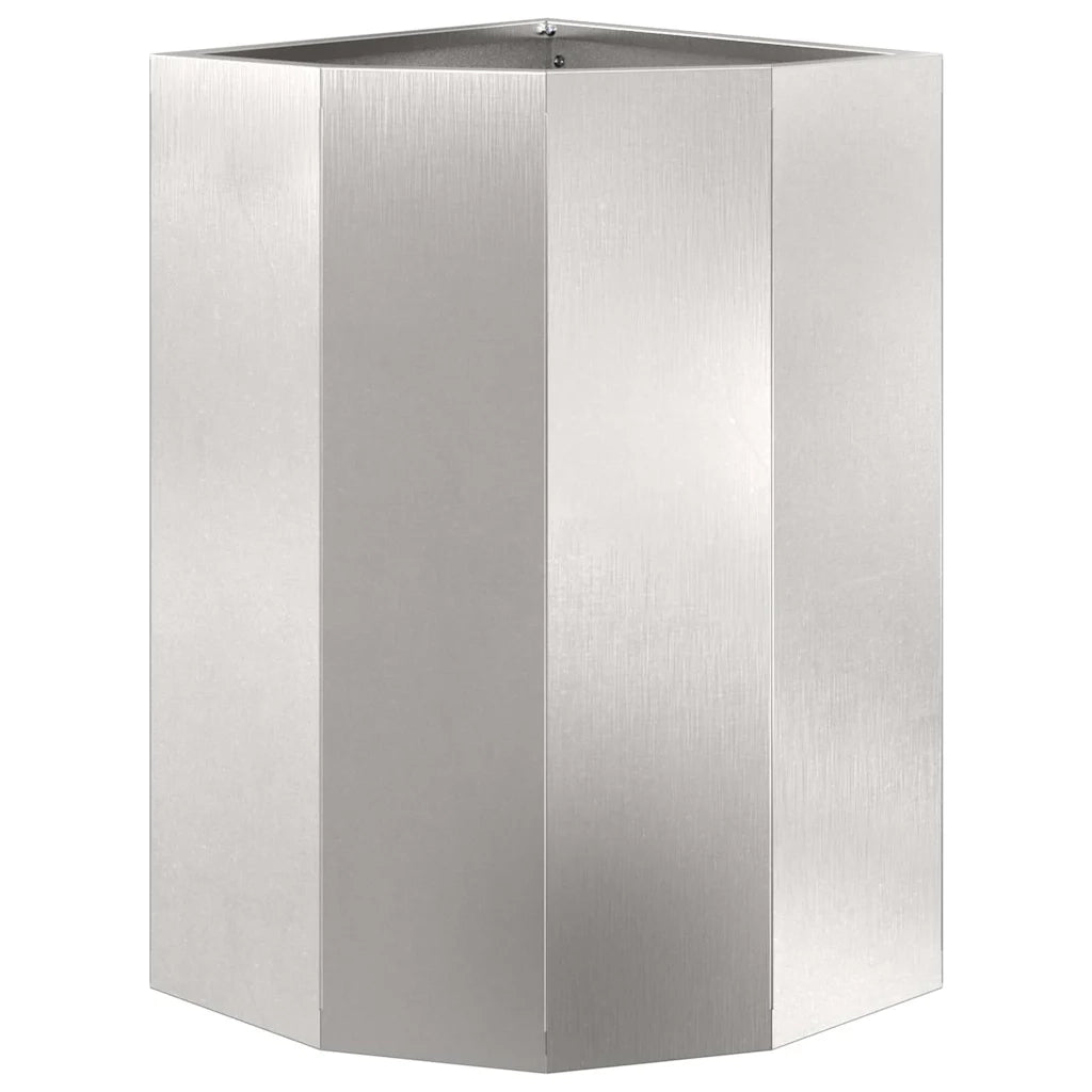 Fioriere | Cassetta per fiori | Vaso d'angolo Argento 30 x 30 x 50 cm Acciaio inossidabile