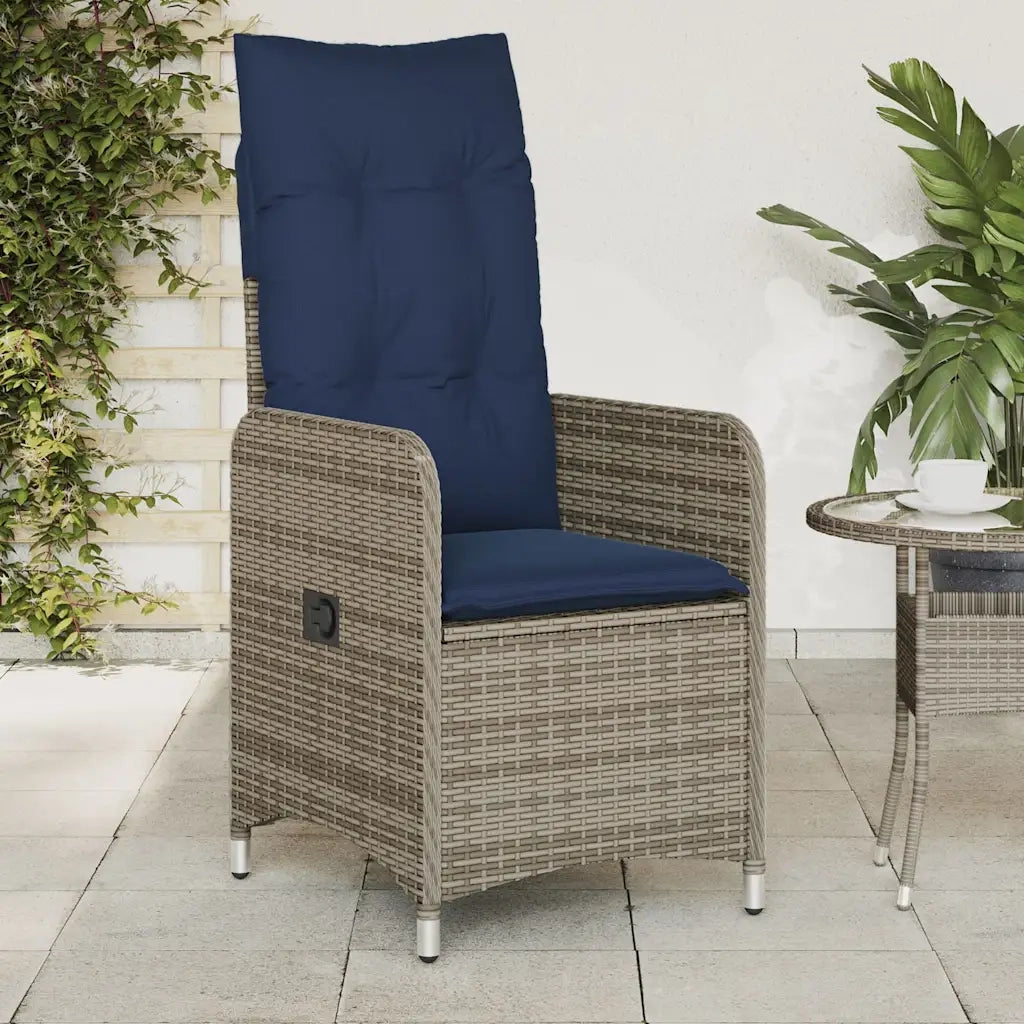 Sedie da giardino reclinabili 2 pz | Sedie da Esterno con cuscini grigie in polyrattan