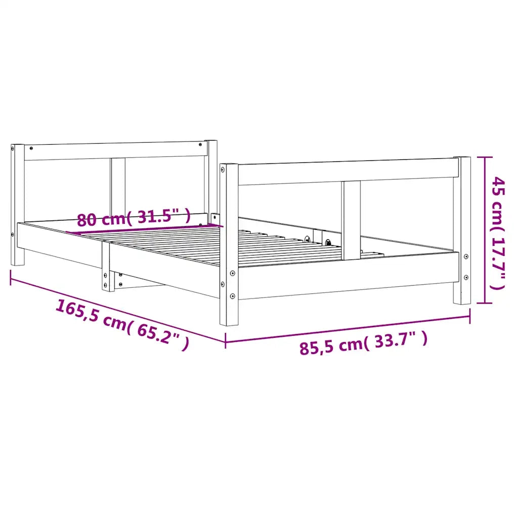 Giroletto per Bambini 80x160 cm in Legno Massello di Pino 834429