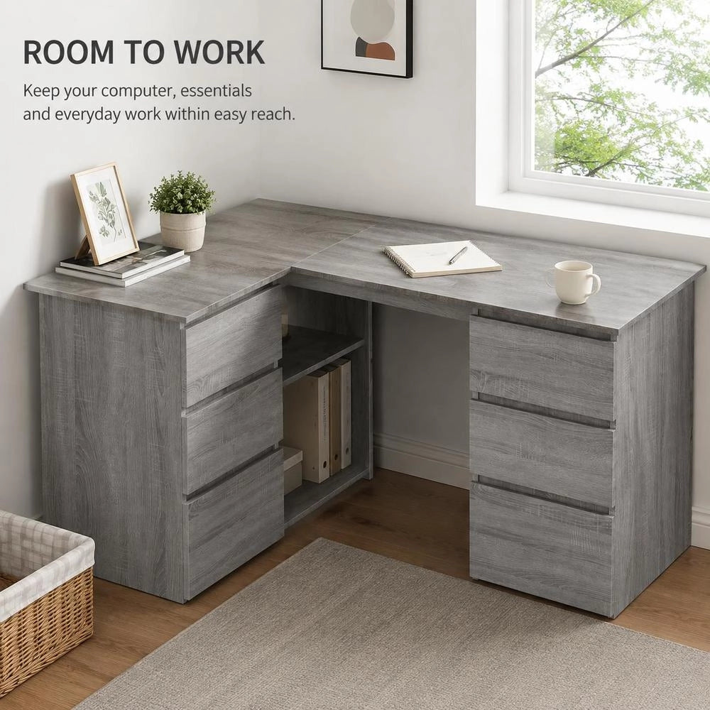 Corner Desk Grey Sonoma 145x100x76 Cm Wood Material