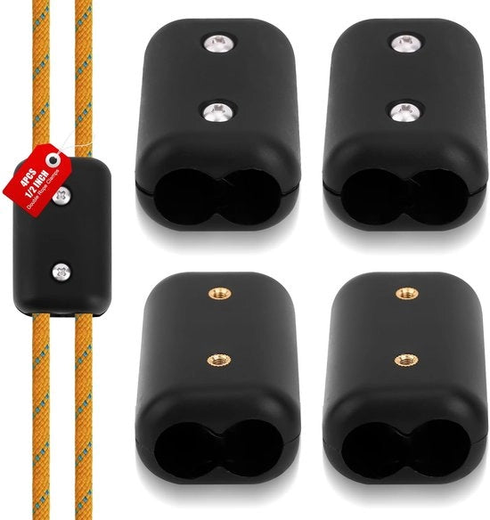 Tassini in Plastica per Cavi - 4 Pezzi - Nero - Chiusini per Cavi - Adatti per Cavi di 9-10mm - Connettore in Nylon