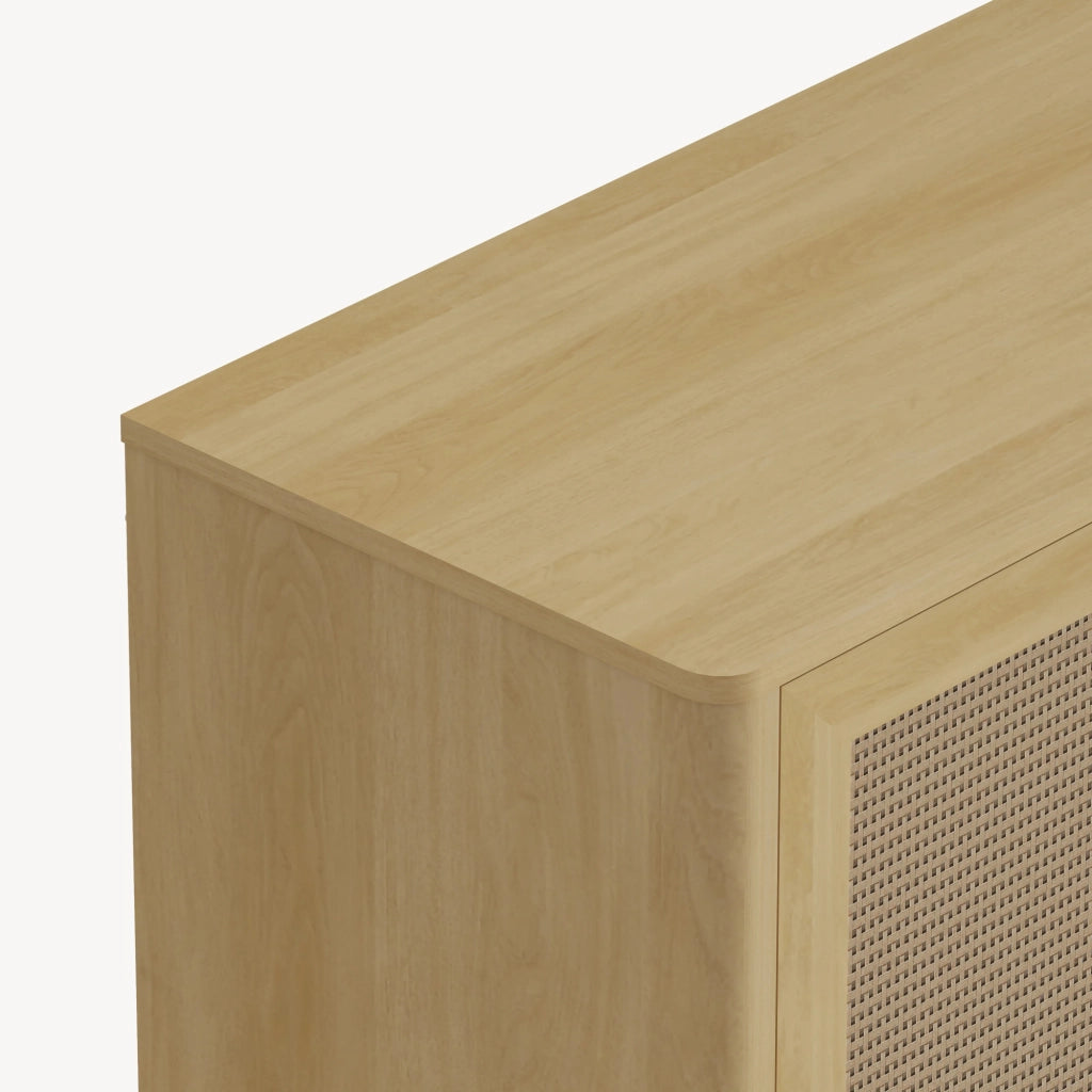 Credenza Bassa Lukhomso Ante con Inserto Intreccio 83x80x40 cm Effetto Rovere [en.casa]