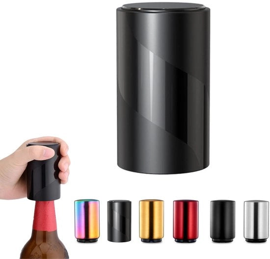 Opener per bottiglia magnetico a spinta - Gadget da cucina per uomini - Regalo per l'amante del birra - In acciaio inossidabile - Dimensioni compresse 8,6 cm x 5,2 cm