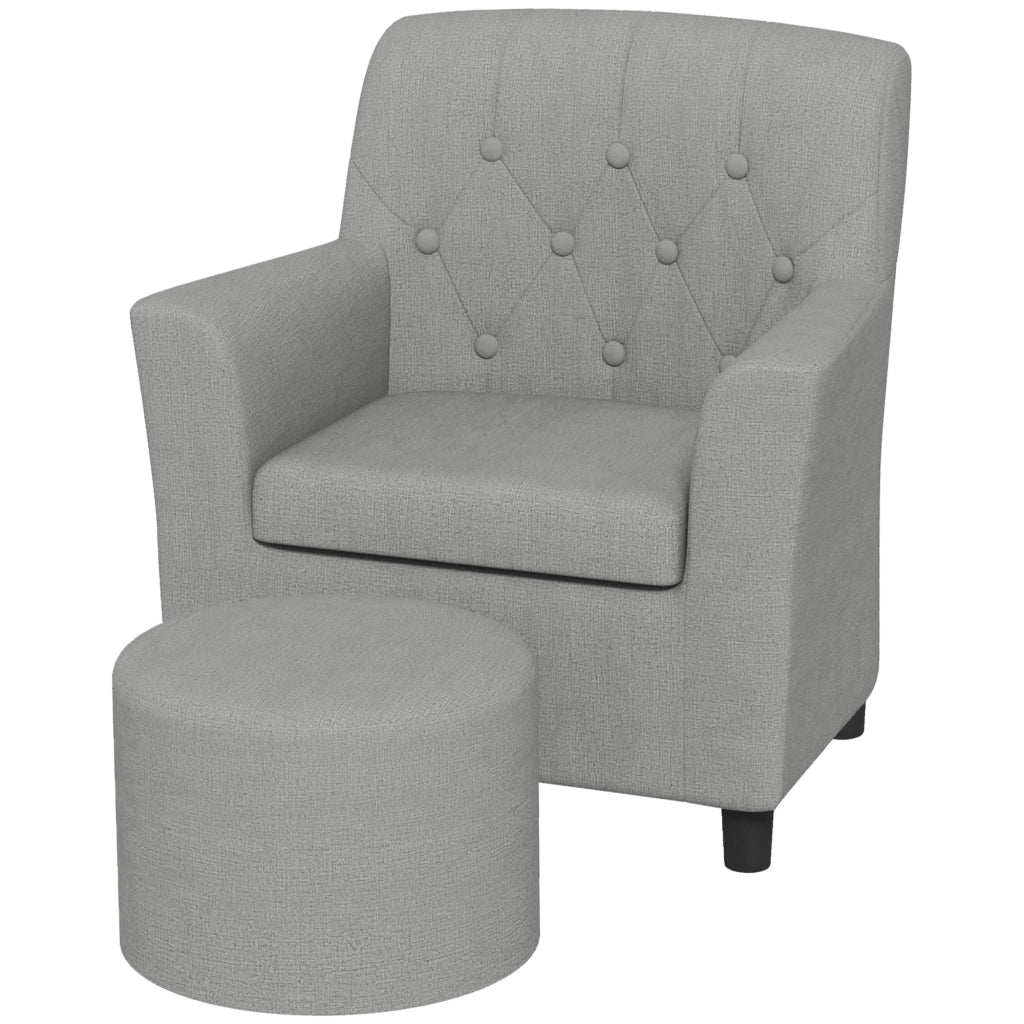 Poltrona per Bambini con Pouf ¨C Zephmum ¨C Grigio, Tessuto, Legno