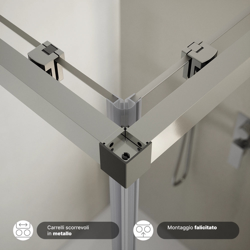 Box doccia  80x90 cm scorrevole vetro 6mm trasparente con trattamento anticalcare h195cm scorrevole | Aruba