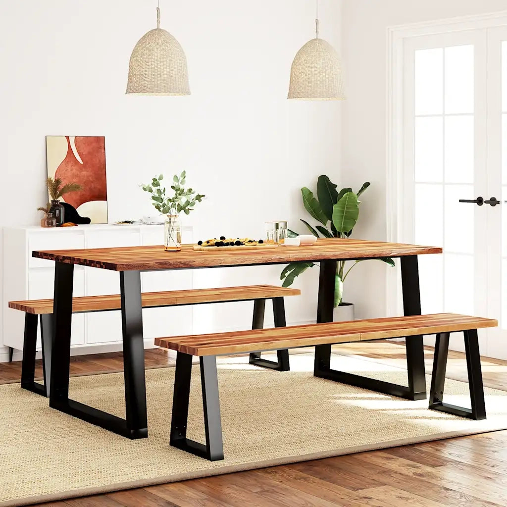 Set da Pranzo 3 pz con Bordi Vivi in Legno Massello di Acacia 3157527