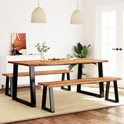Set da Pranzo 3 pz con Bordi Vivi in Legno Massello di Acacia 3157527