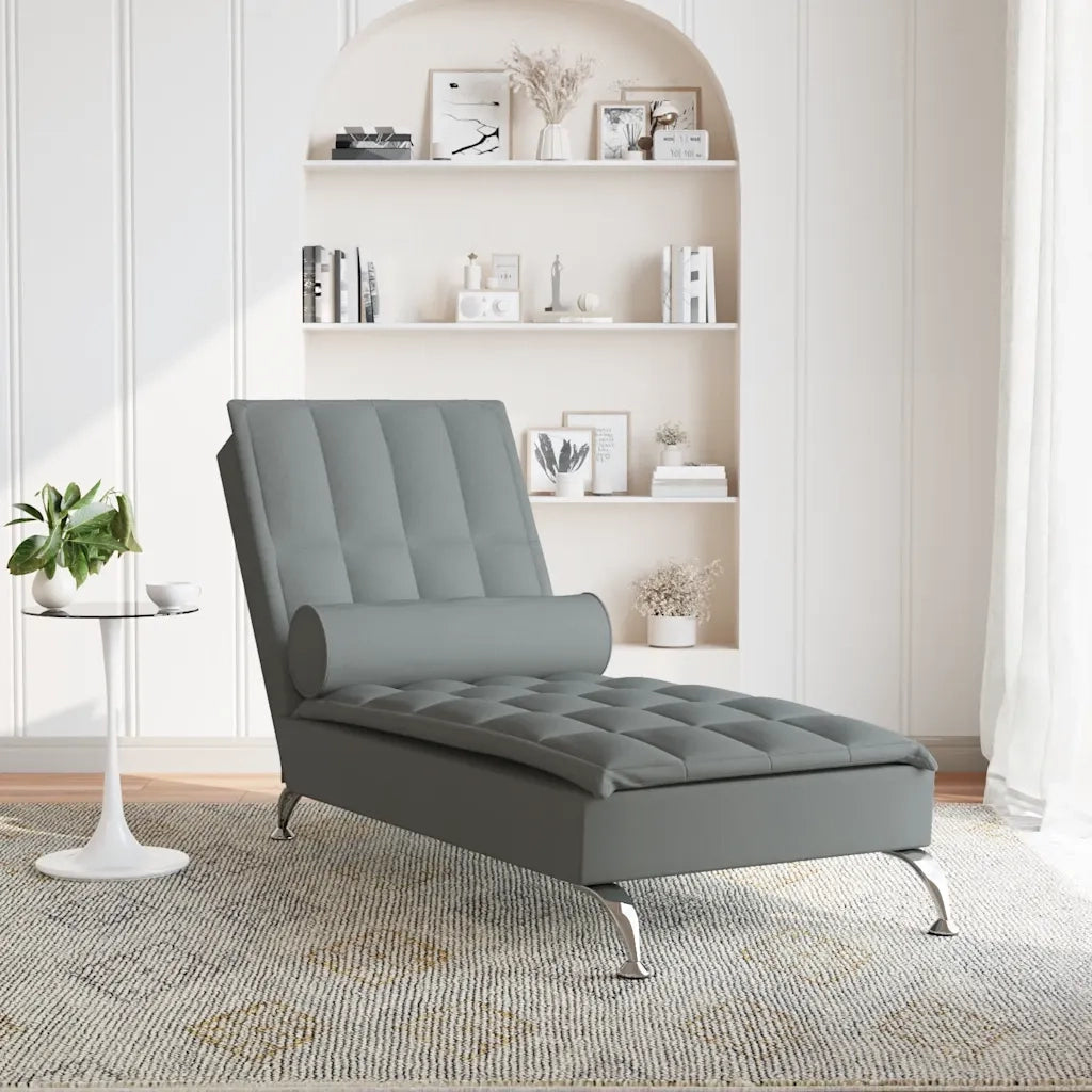 Chaise Longue Massaggi con Capezzale Grigio Scuro in Tessuto CFW4803864