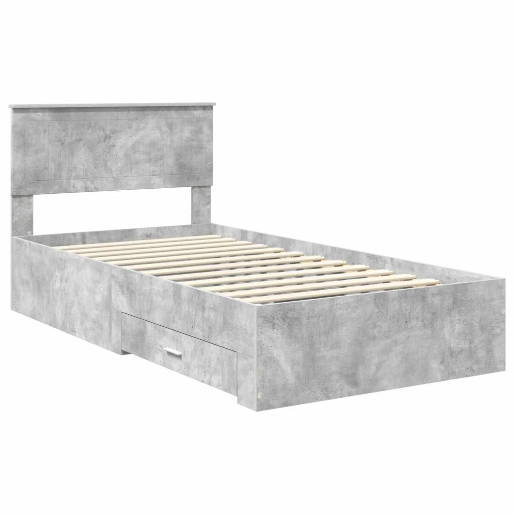 Letto singolo | Letto per adulti | Struttura del letto con testiera Grigio cemento 100 x 200 cm