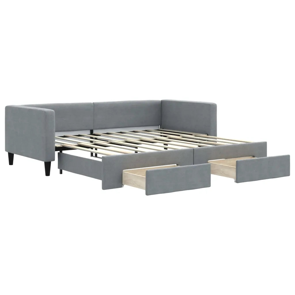 Divano Letto Estraibile Cassetti Grigio Chiaro 90x190cm Tessuto 3196624