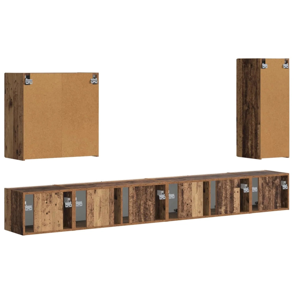 Set di Mobiletto da TV a Parete 6 pcs Legno vecchio