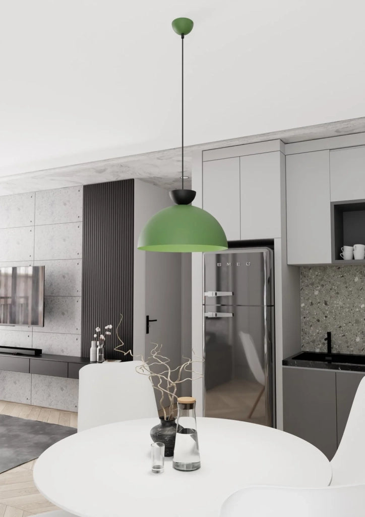 Lampadario Minimal Efesto Acciaio Nero Verde 1 Luce Gx53
