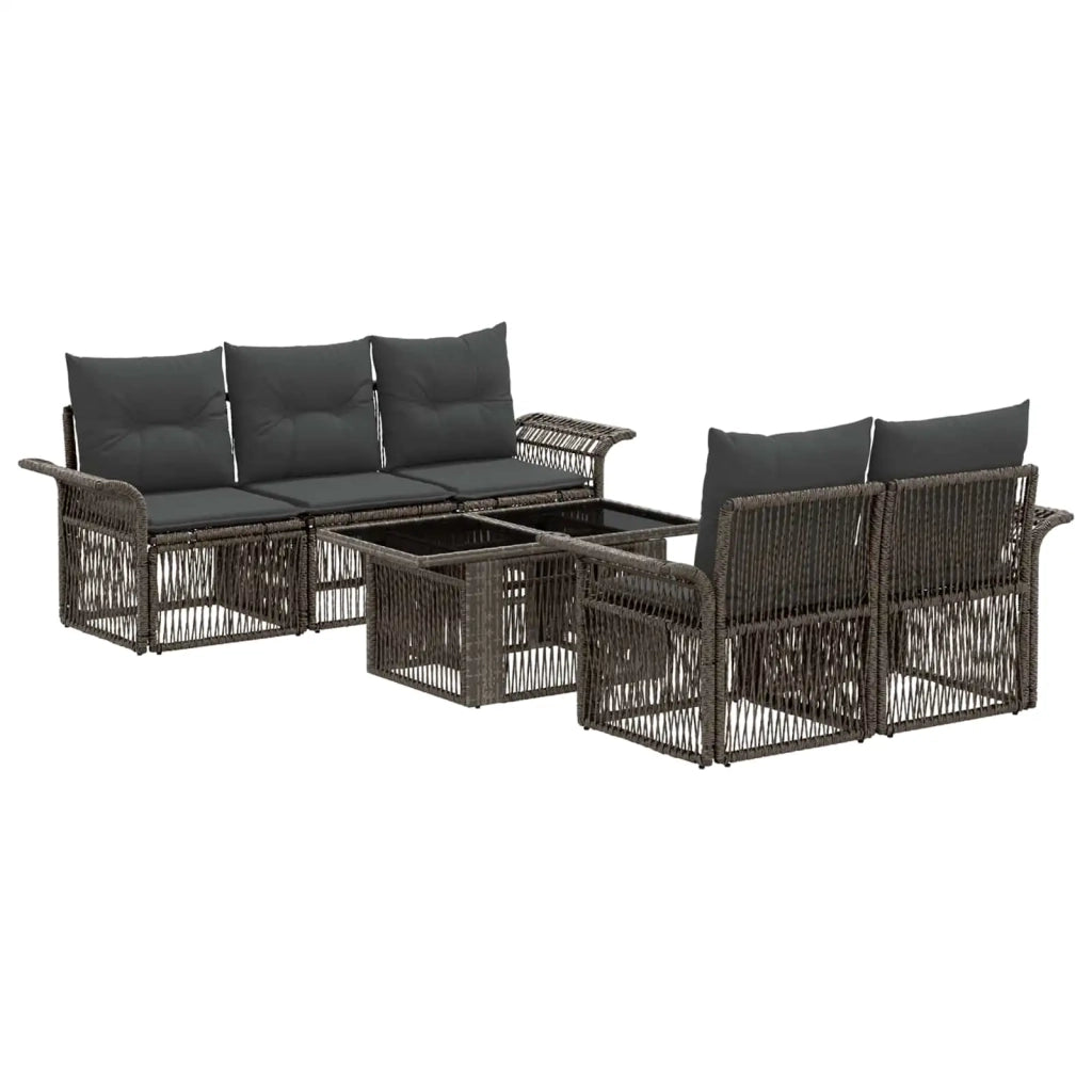 Set Divano da Giardino 6 pz Grigio e Grigio Scuro polyrattan 3436592