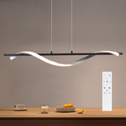 Lampada a sospensione ZMH moderna LED dimmerabile 22W argento alluminio design ondulato regolabile altezza 100 cm