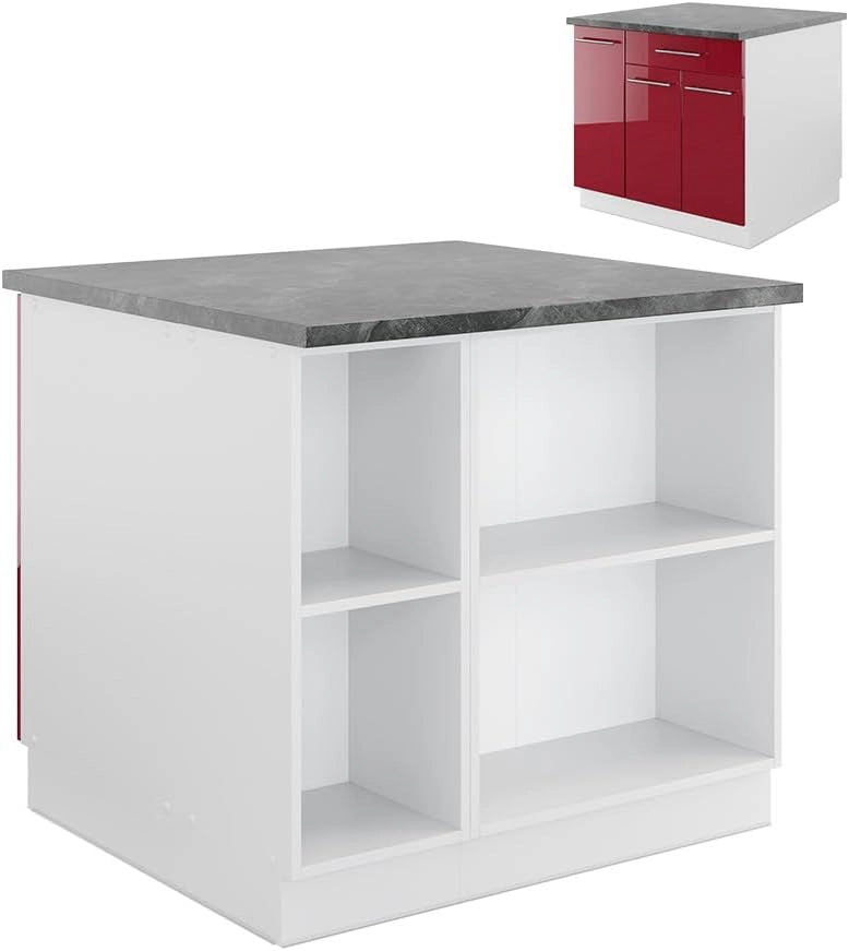 isola cucina Fame-Line, Quercia dorata, 90 cm con cassetto, senza piano di lavoro, combinabile con altri moduli della serie Fame-Line
