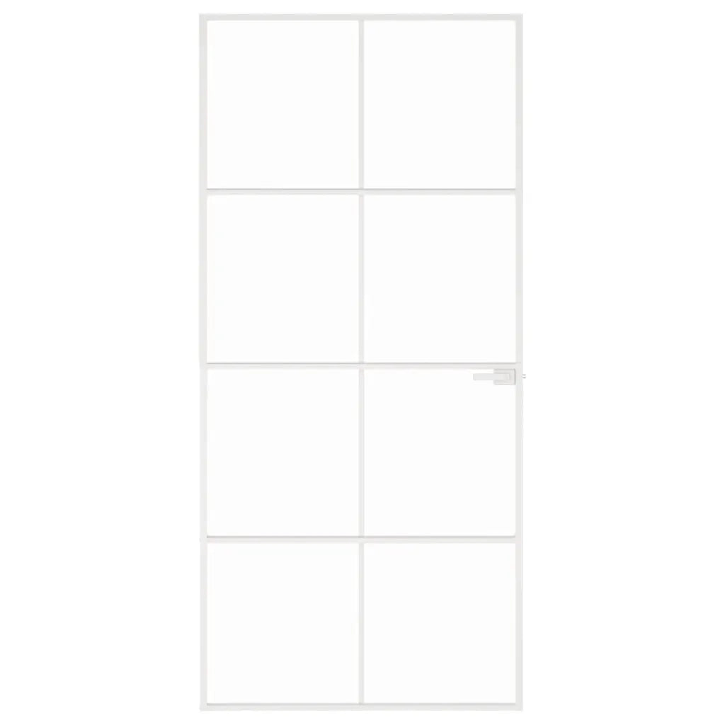 Porta Interna Bianca 93x201,5cm Vetro Temperato Alluminio Slim 153672