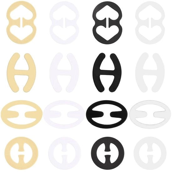 Set di clip per reggiseno antiscivolo da 16 - Clip per reggiseno inesistenti - Accessori per reggiseno invisibili - Clip per reggiseno con adesivo - Disegno a croce - Facile da utilizzare