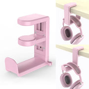 Standarizzatore per cuffie, standarizzatore per cuffie con supporto per cuffie girevole da 360° e chiusura per scrivania regolabile, chiusura per cuffie per scrivania, supporto per cuffie per gaming (rosa)