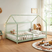 Letto Piazza e Mezza Hesel per Cameretta a Forma di Casetta 120 x 200 cm Menta Verde [en.casa]