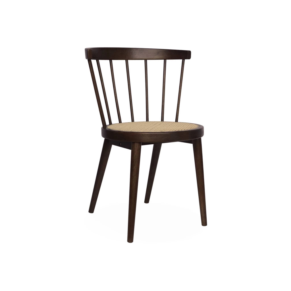 Set di 2 sedie in legno e rattan intrecciato, stile vimini, marrone