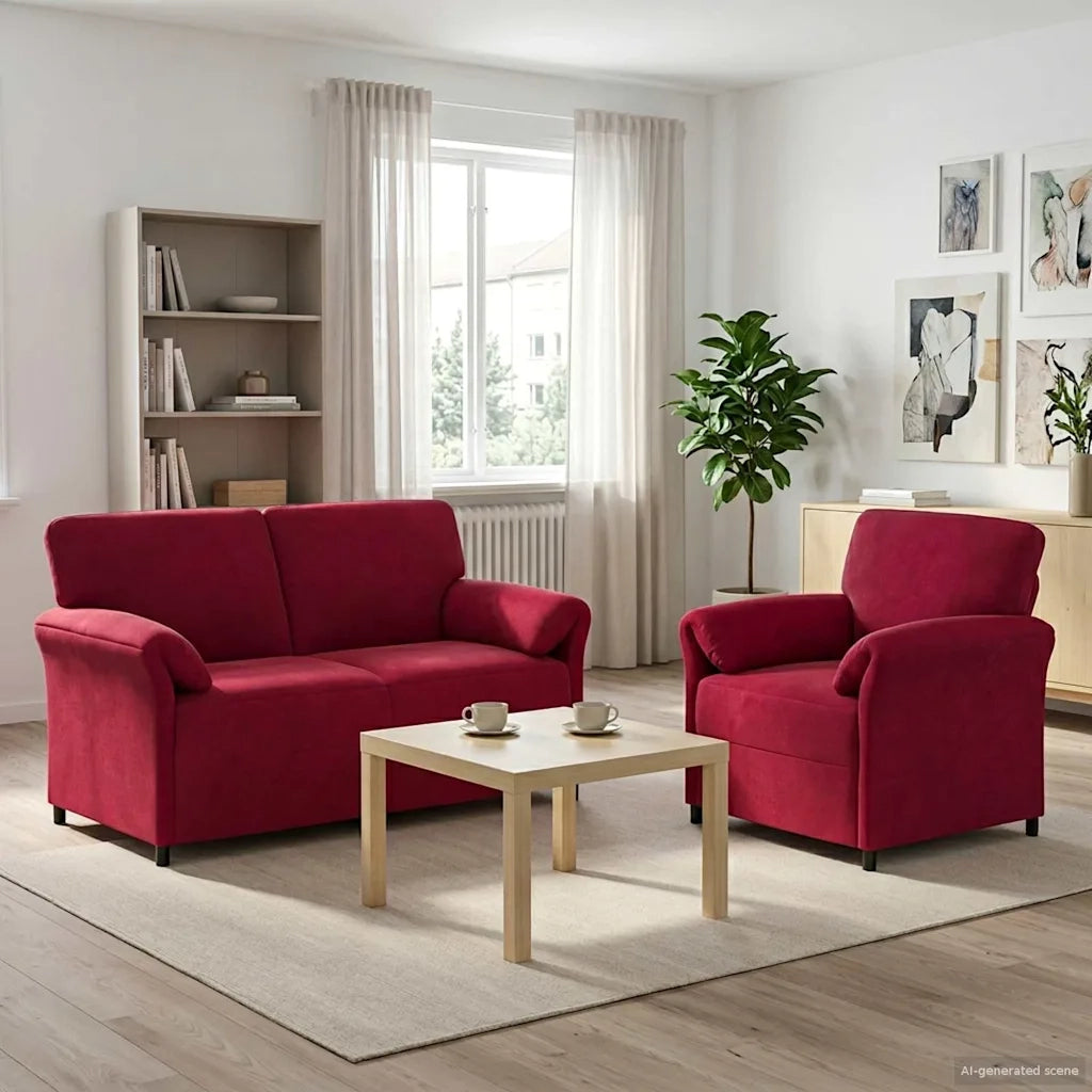 Set di divani 2 pz Rosso Vino Velluto 3424904