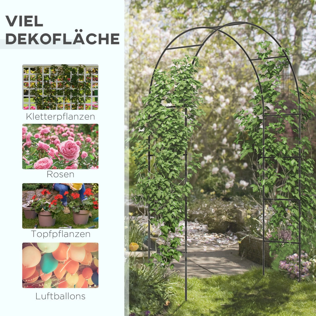 ARCHETTO DA GIARDINO IN METALLO NERO 140 x 40 x 240 cm