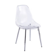 Sedia da pranzo in ABS trasparente con gambe in metallo e design minimalista argento
