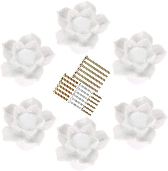 Bacchette di fioriera in ceramica - Stile vintage - 6 pezzi - Bianco - Adatti per comodini e armadi