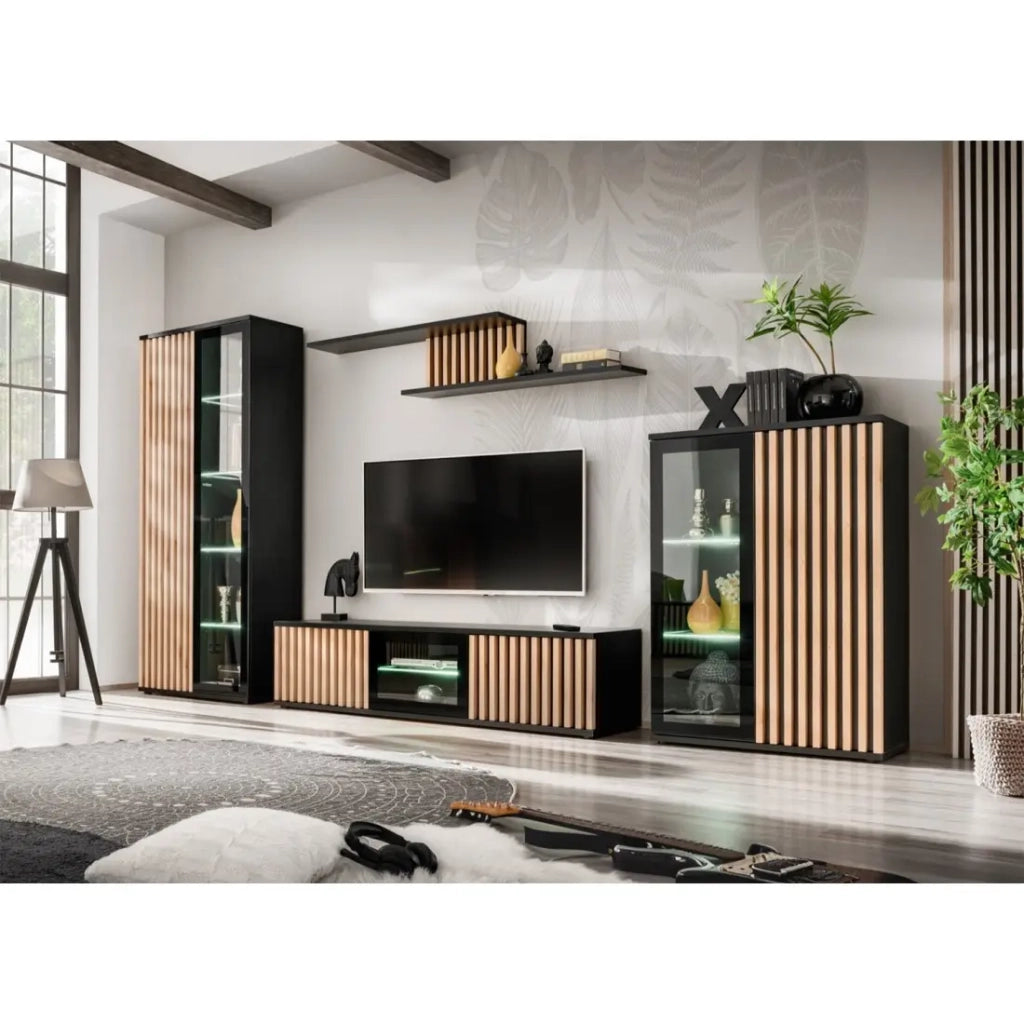 Vetrina bassa design collezione DEAN - 2 porte con illuminazione LED integrata
