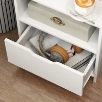 Comodino Tavolino Da Notte Con Cassetto, Nicchia E Mensole Di Archiviazione Effetto Legno 45 x 35 x 73 cm Bianco