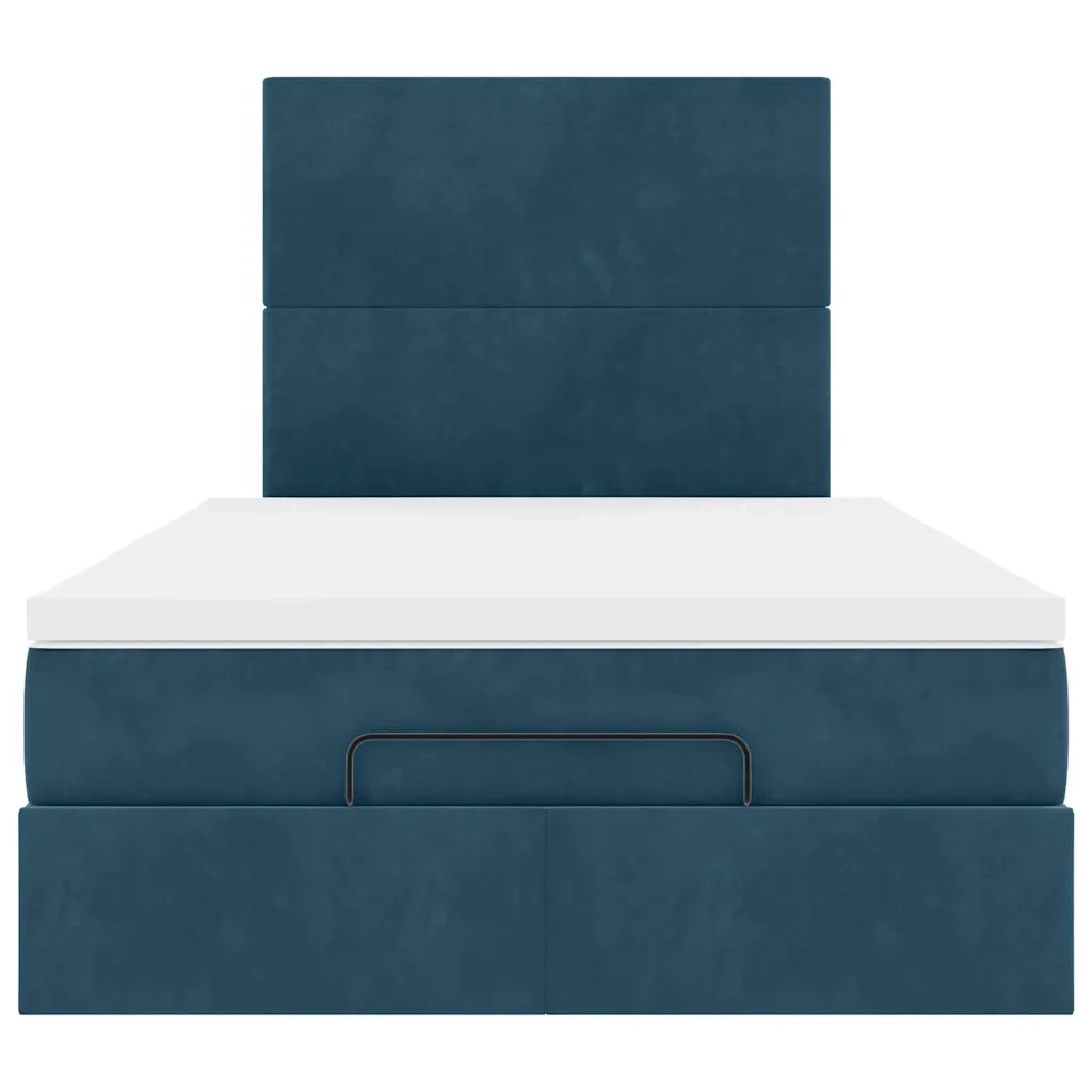 Struttura Letto Pouf con Materassi Blu Scuro 120x200 cm Velluto 3314244