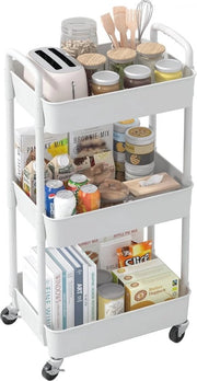 Carrello multifunzionale con ruote - 3 strati di ruote in plastica per cucina, ufficio e soggiorno