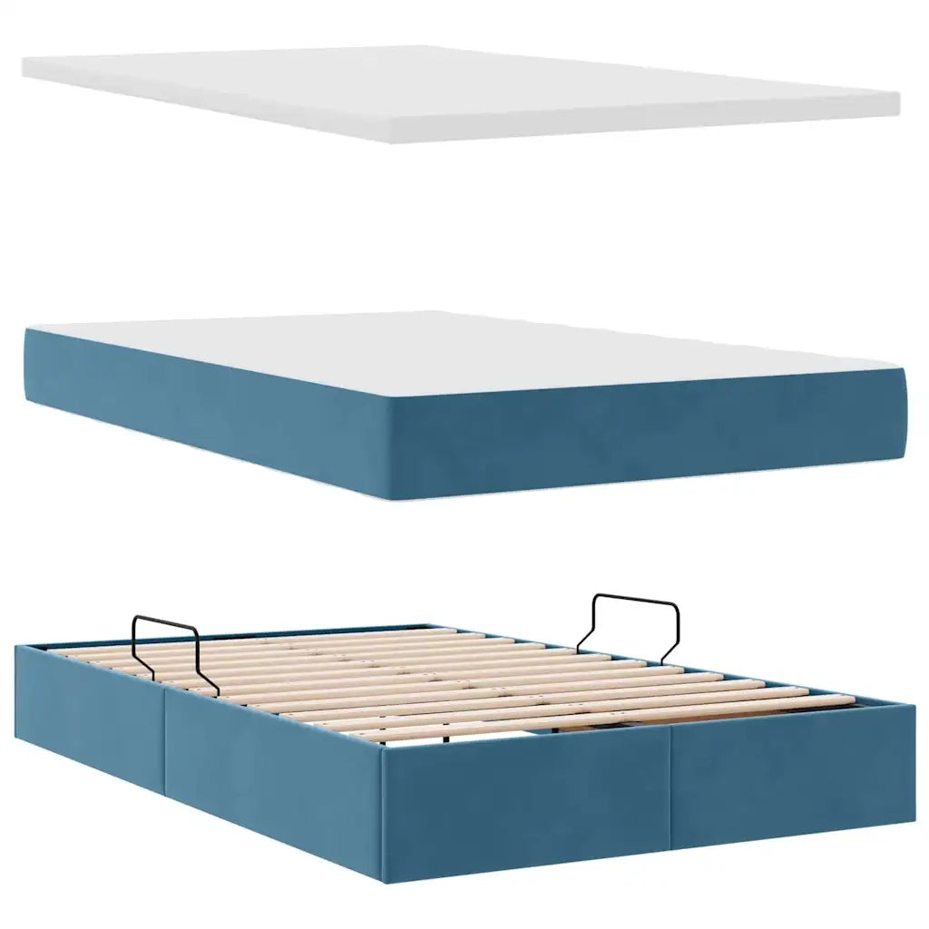 Letto con contenitore LED e materasso Blu Scuro 120 x 200 cm