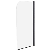 Schermo Doccia Vasca Vetro Temperato Nero con Alluminio 140 x 70 cm Regolabile Minimalista
