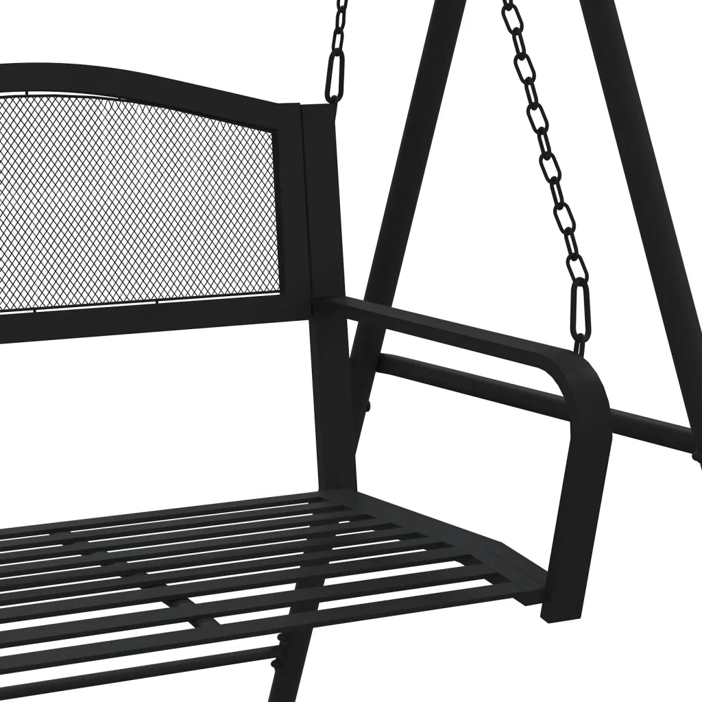 Panca da Giardino | Dondolo 124 cm in Acciaio Nero