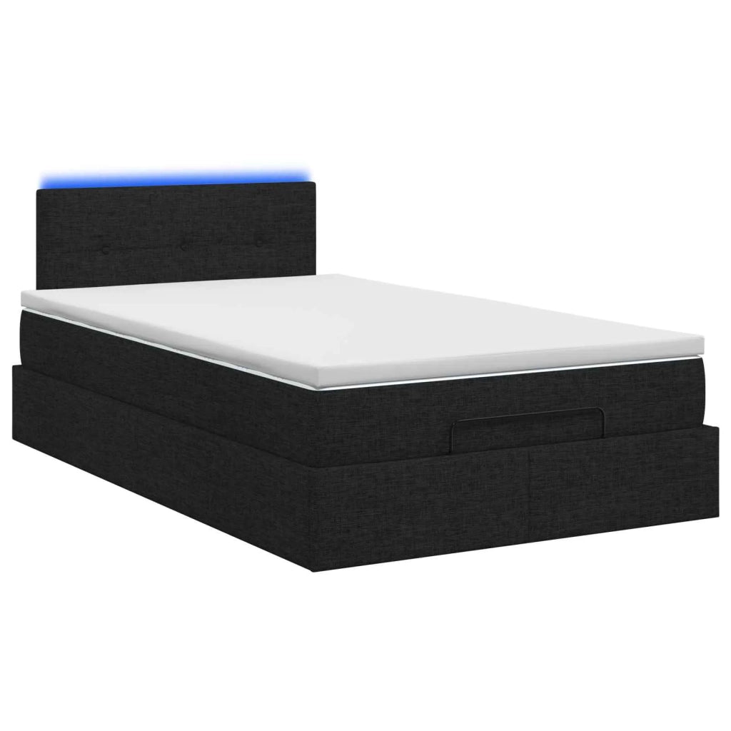 Letto Ottomano con Materasso e LED Nero 120 x 190 cm Tessuto 3456893