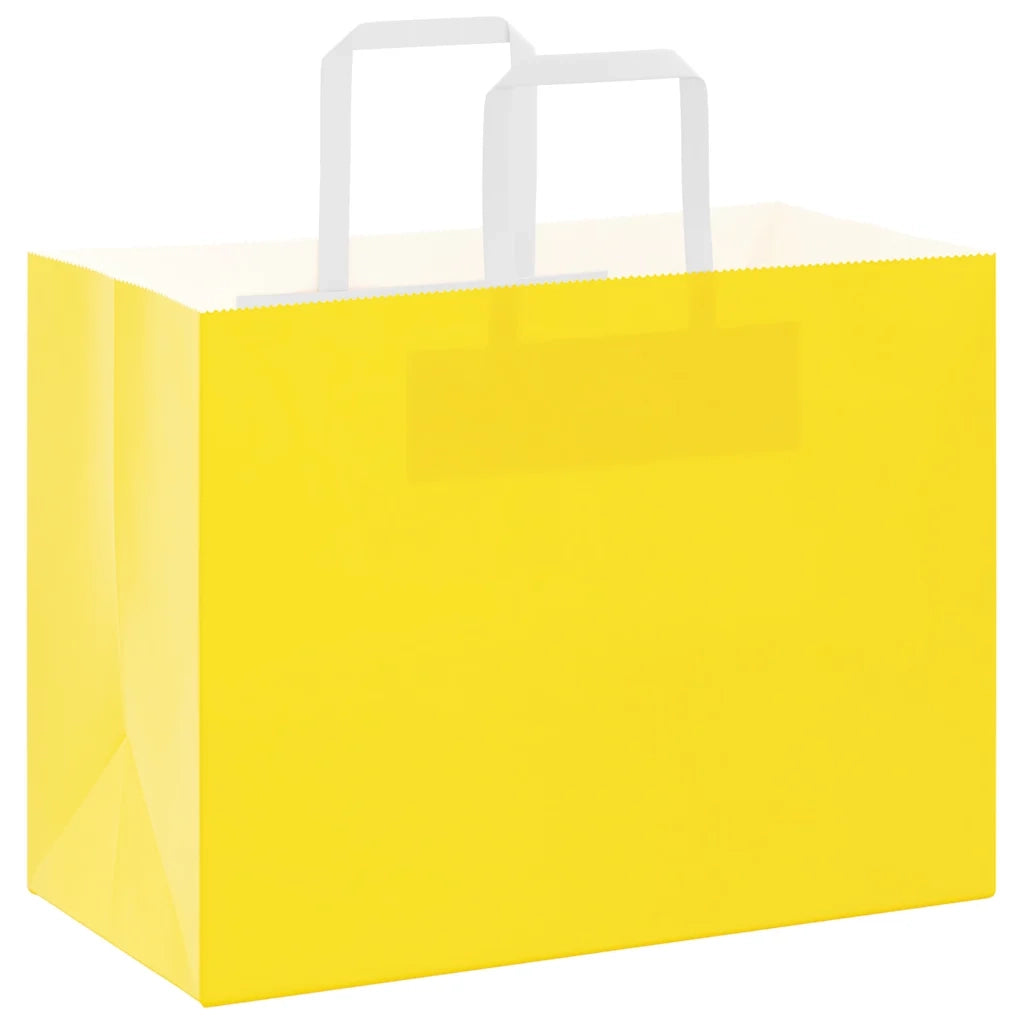 vidaXL Sacchetti di Carta 250 pz con Manici Gialli 32x17x25 cm