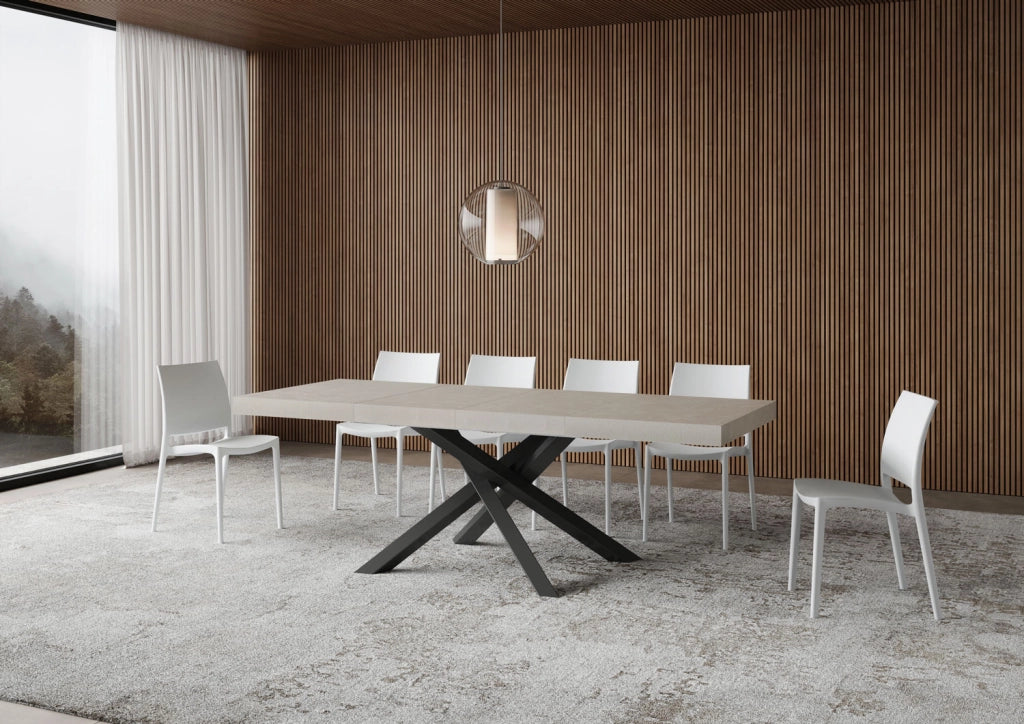Tavolo allungabile 90x140/400 cm Volta Premium cashmere gambe antracite