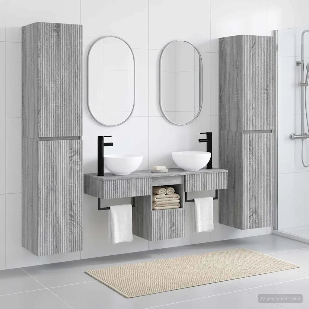 Set di mobili per il bagno 5 pz Sonoma grigio 3406009