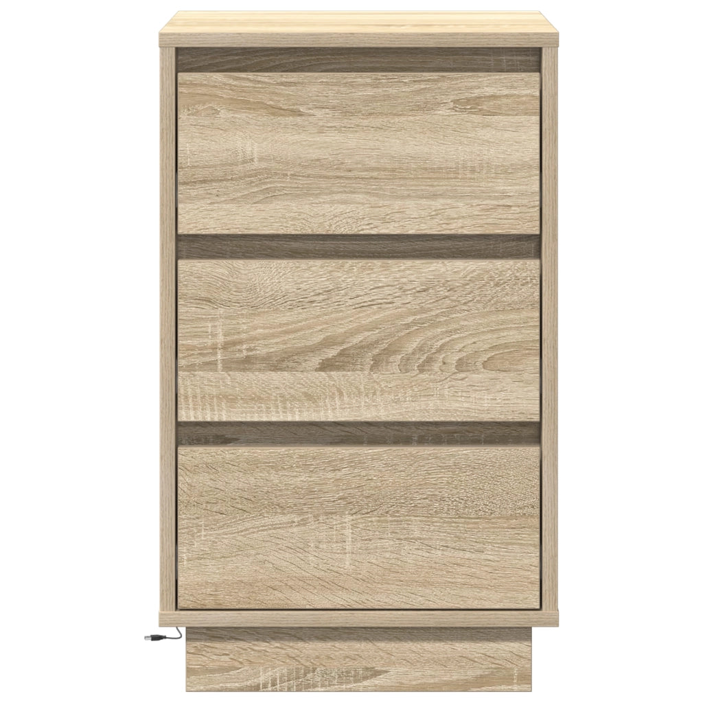 Comodino con LED Rovere Sonama 39x34,5x65 cm Legno ingegnerizzato